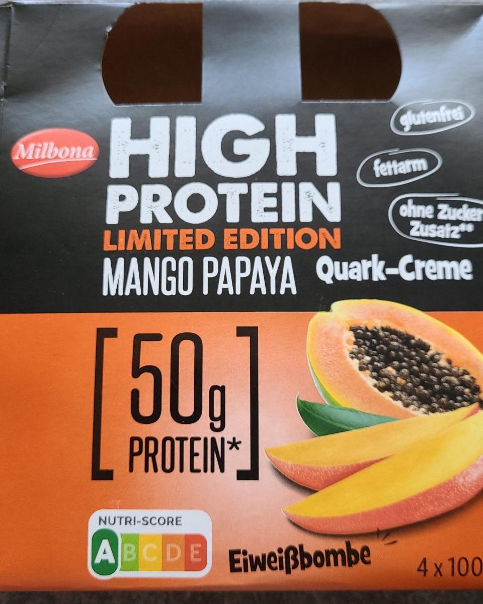 Fotografie - High Protein Quark-Creme Mango Papaya Milbona
