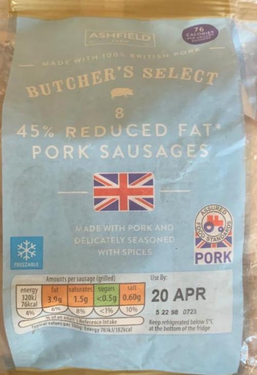 Fotografie - Butcher's Select 8 45% reduced fat pork sausages Ashfield Farm
