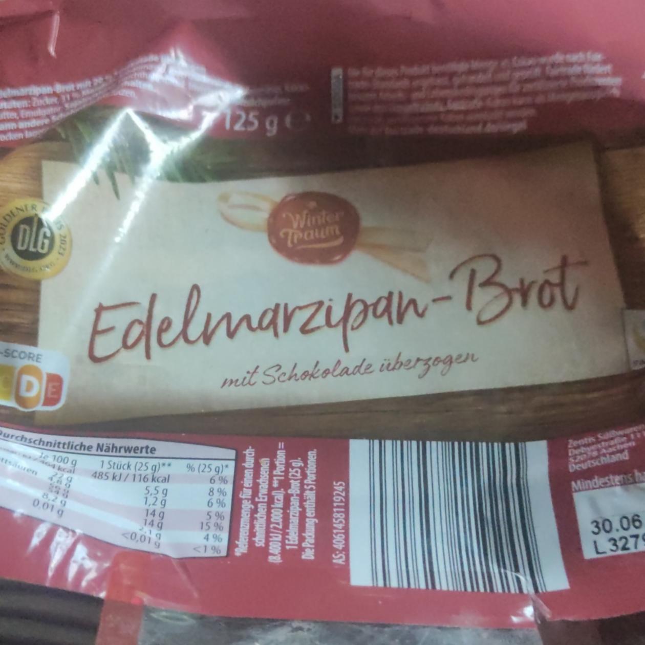 Fotografie - Edelmarzipan - Brot mit Schokolade überzogen Wintertraum