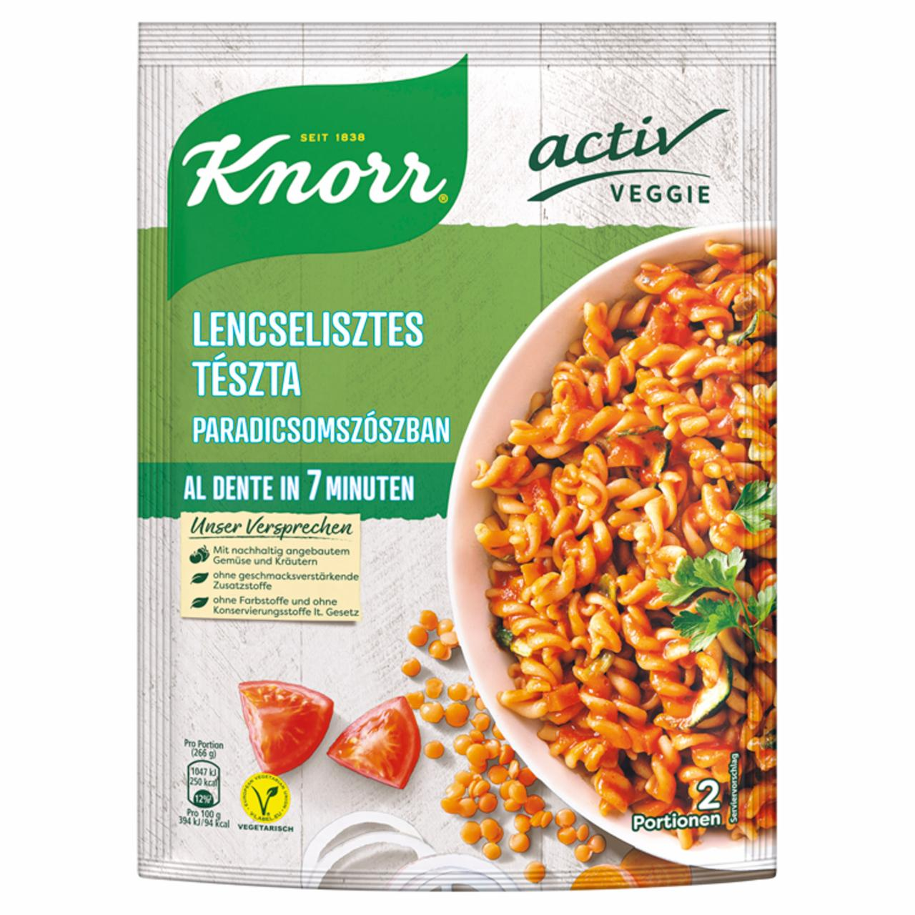 Fotografie - pšenično-čočkové těstoviny v rajčatové omáčce Knorr hotový pokrm
