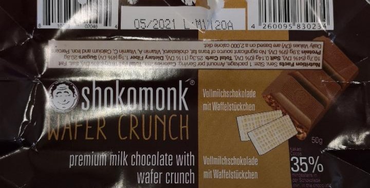 Fotografie - Wafer Crunch premium milk chocolate with wafer crunch Shokomonk
