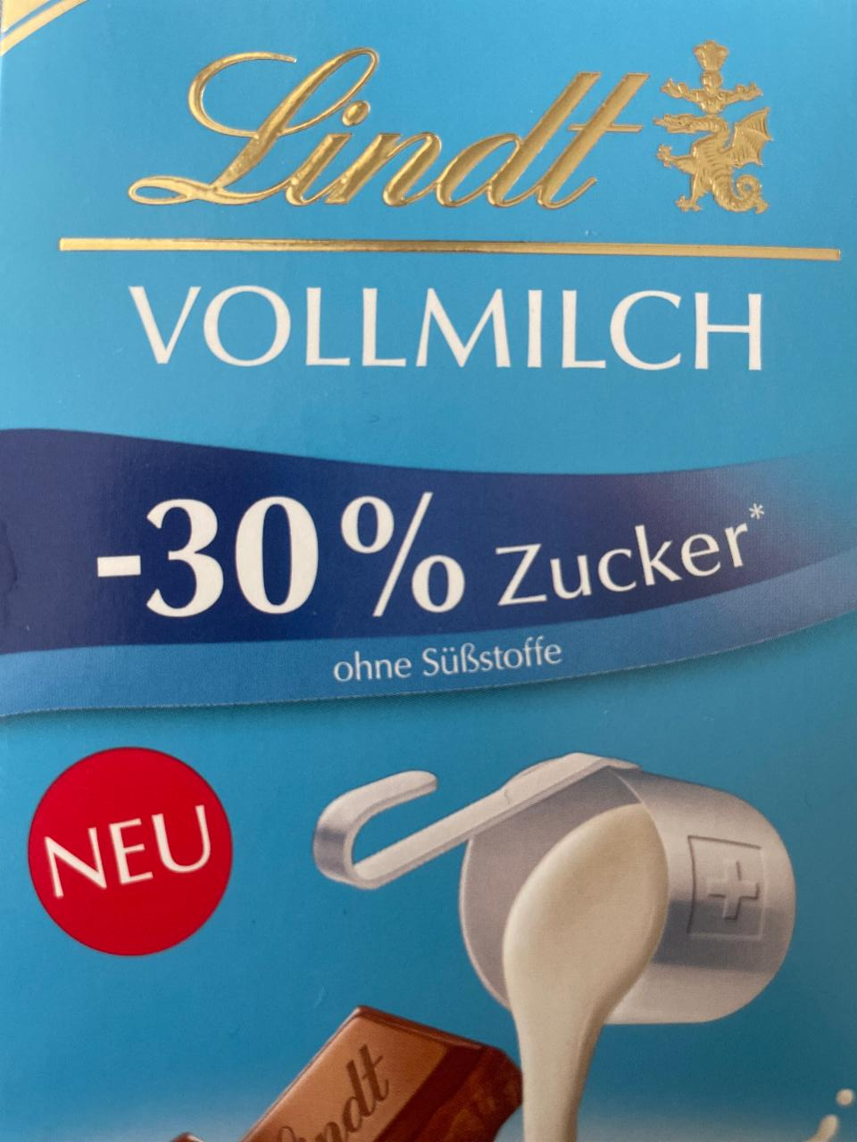 Fotografie - Vollmilch -30% Zucker Lindt