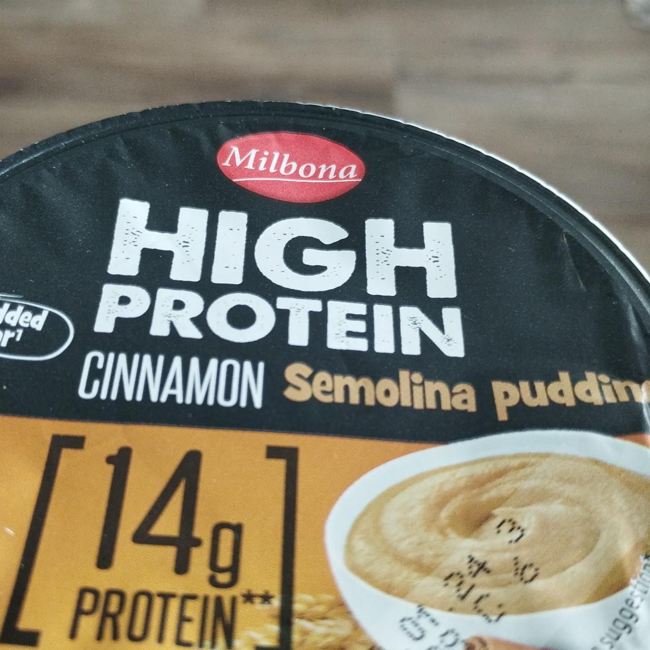 Fotografie - High protein cinnamon semolina puding Milbona