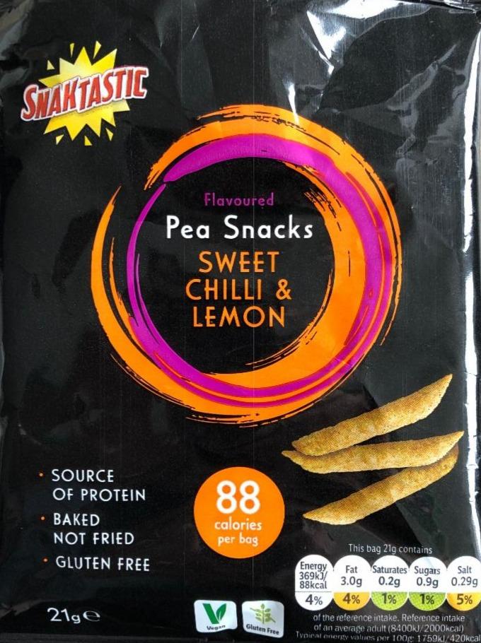 Fotografie - Snaktastic Flavoured Pea Snacks Sweet Chilli & Lemon 