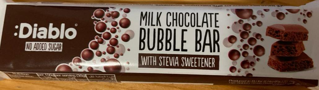 Fotografie - Milk chocolate bubble bar with stevia sweetener Diablo