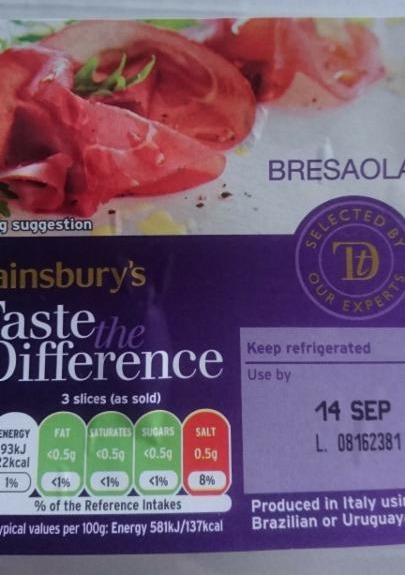 Fotografie - Taste the Difference Bresaola by Sainsbury's