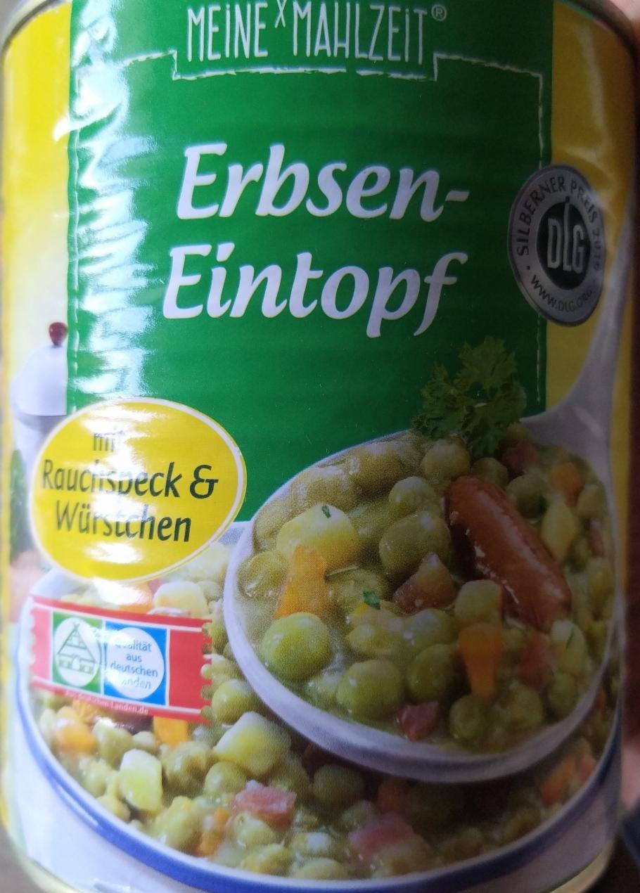 Fotografie - Erbsen - Eintopf, Hrachový hrnec s uzeným špekem a párečky s mléčnou bílkovinou Meine Mahlzeit