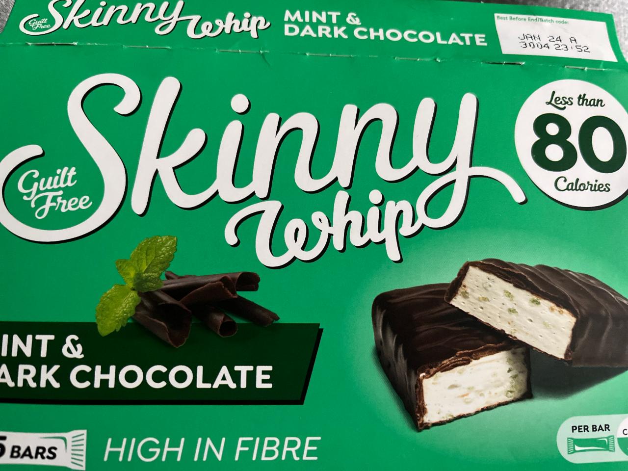 Fotografie - Skinny whip mint & dark chocolate Skinny bars