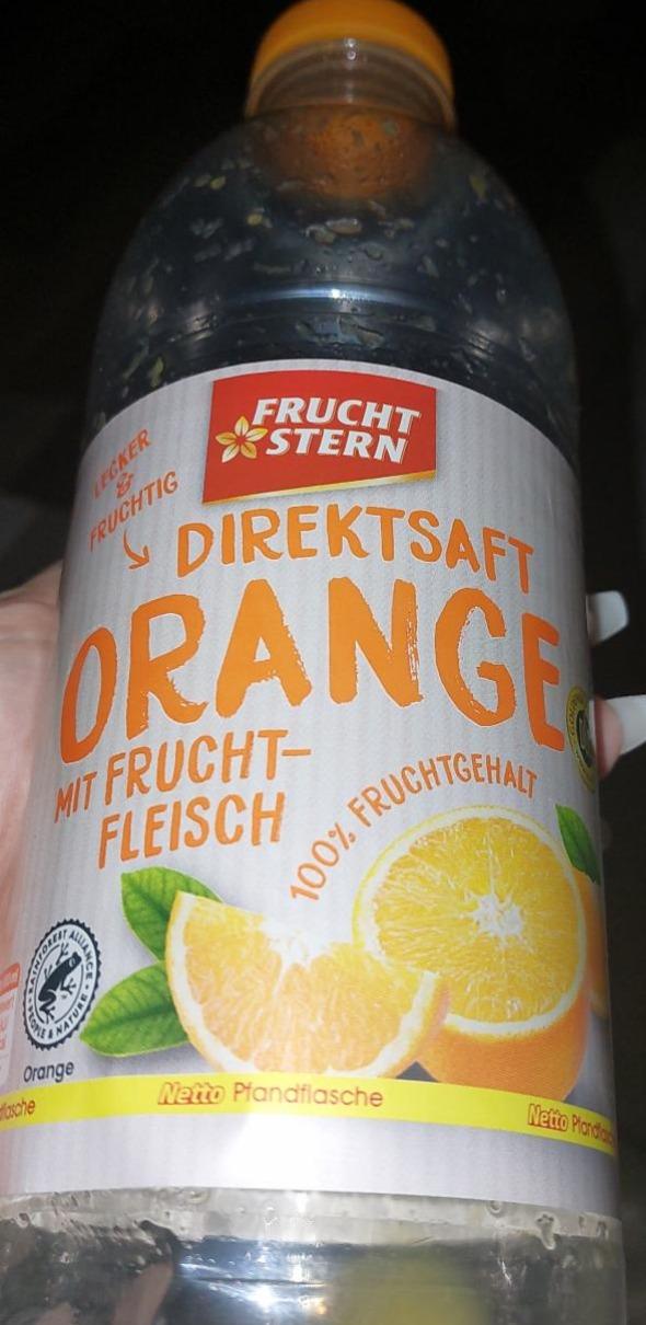 Fotografie - 100% Direktsaft Orange mit Fruchtfleisch Frucht Stern