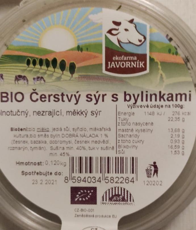 Fotografie - Bio čerstvý kravský sýr s bylinkami Ekofarma Javorník