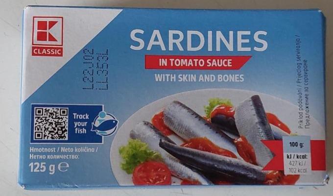 Fotografie - Sardines in tomato sauce with skin and bones K-Classic