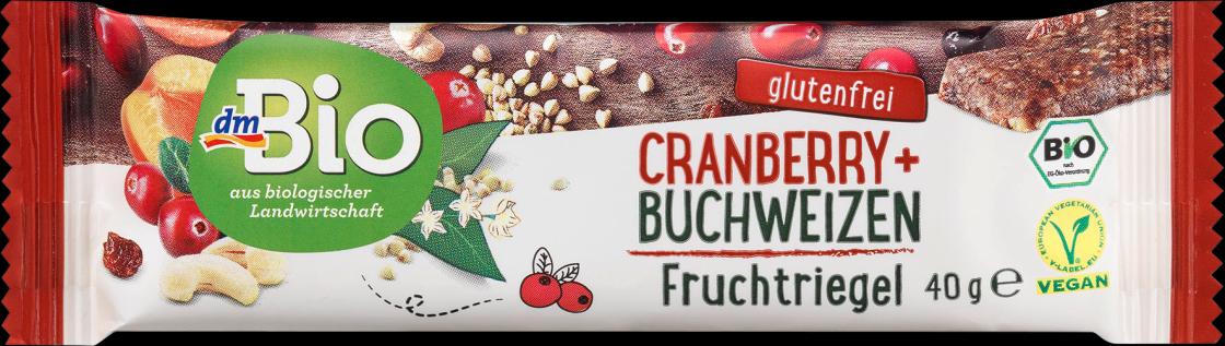 Fotografie - ovocná tyčinka s brusinkami a pohankou Cranberry + Buchweizen dmBio