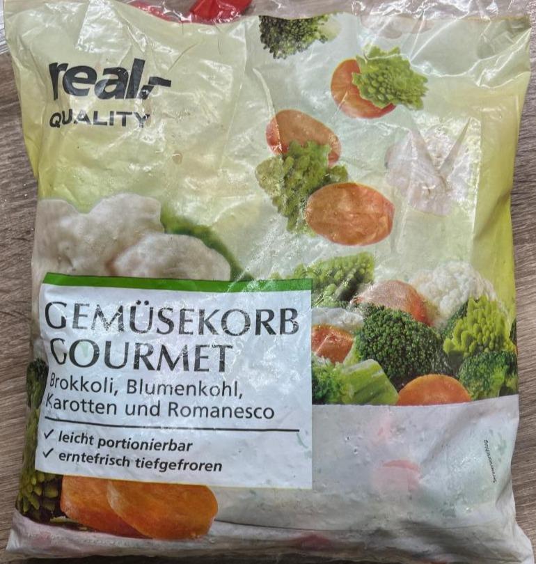 Fotografie - Gemüsekorb Gourmet Brokkoli, Blumenkohl, Karotten und Romanesco Real quality