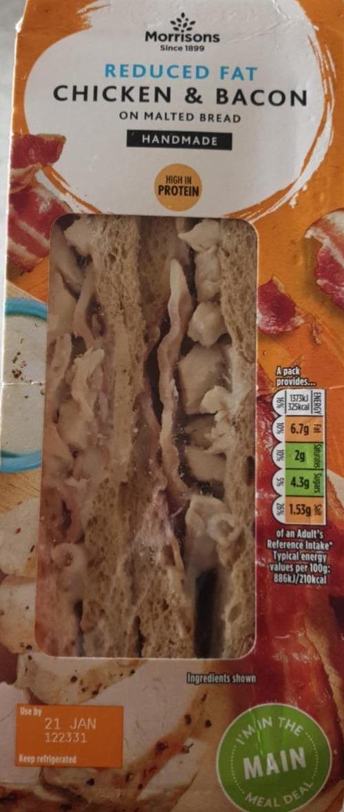 Fotografie - Chicken & bacon on malted bread reduced fat Morrison