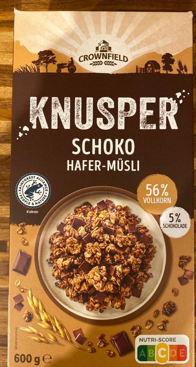 Knusper Schoko Hafer-Müsli Crownfield - kalorie, kJ a nutriční hodnoty ...