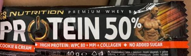 Fotografie - Premium Whey bar Protein 50% Cookie & Cream Go on nutrition