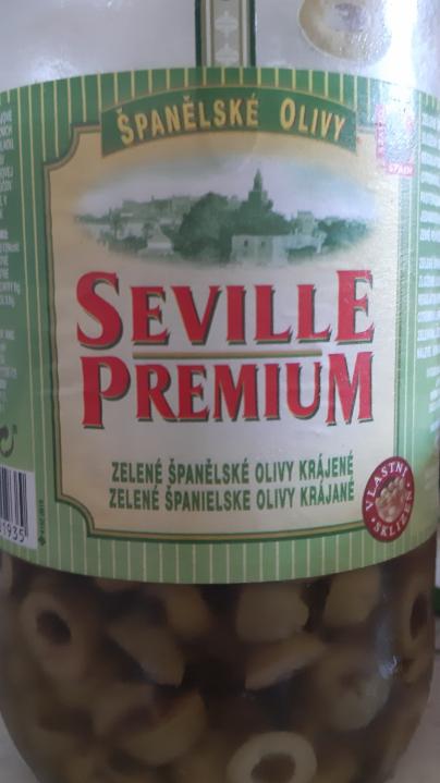 Fotografie - Zelené Olivy krájené Seville Premium