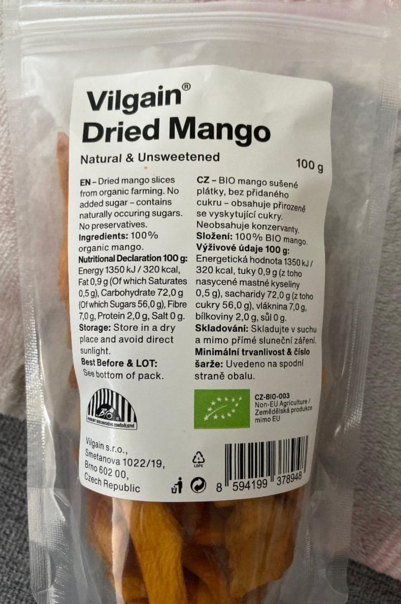 Fotografie - Bio Dried Mango Natural & Unsweetened Vilgain