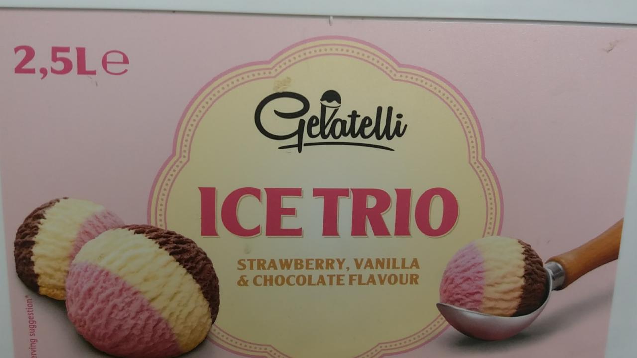 Fotografie - Ice trio strawberry, vanilla, chocolate flavour Gelatelli