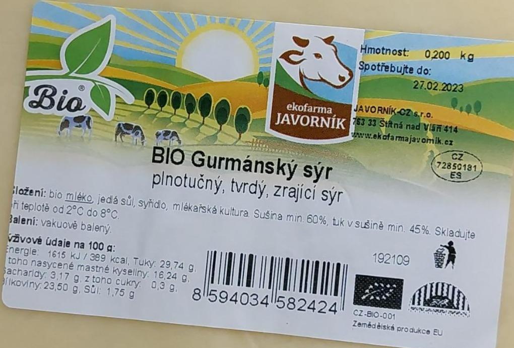 Fotografie - Bio Gurmánský sýr ekofarma Javorník