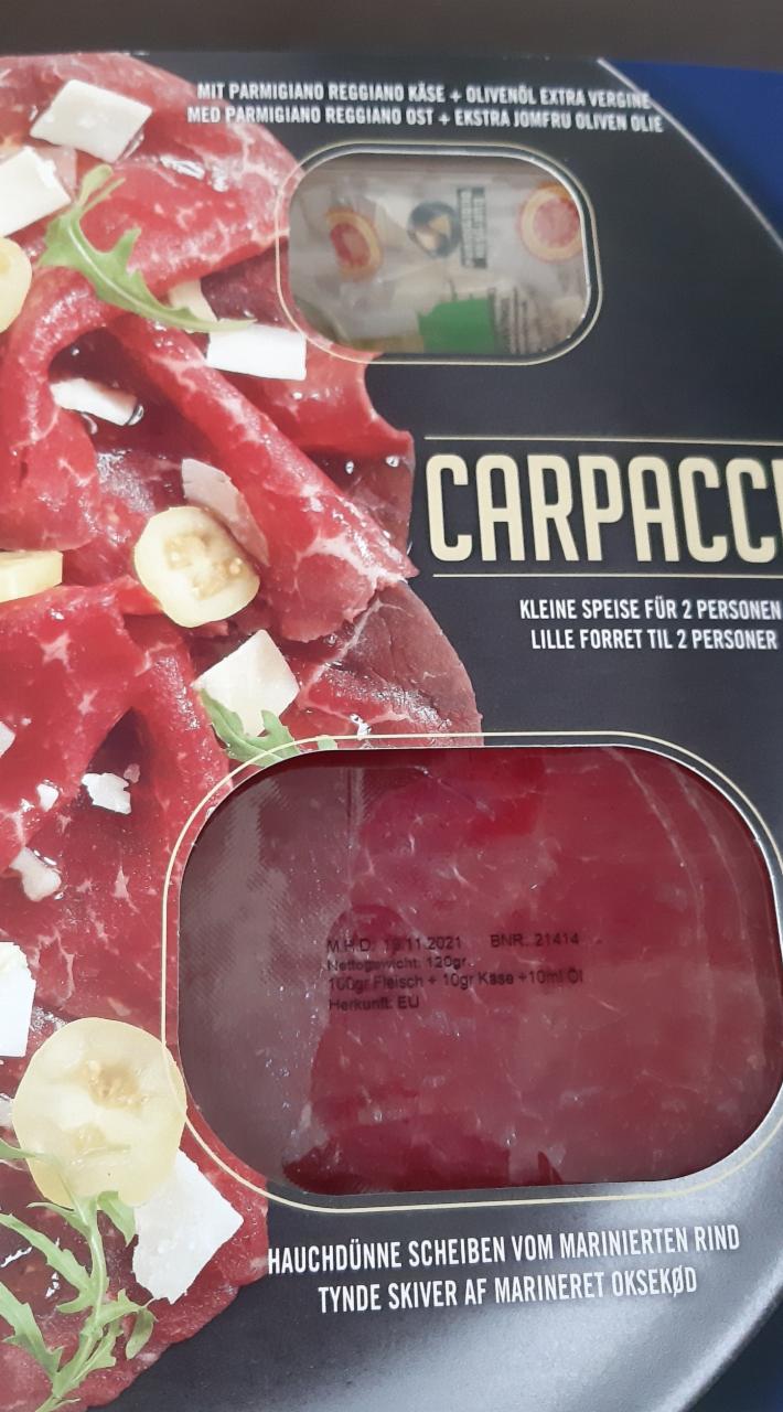 Fotografie - Carpaccio mit Parmigiano Reggiano Käse + Olivenöl extra vergine history