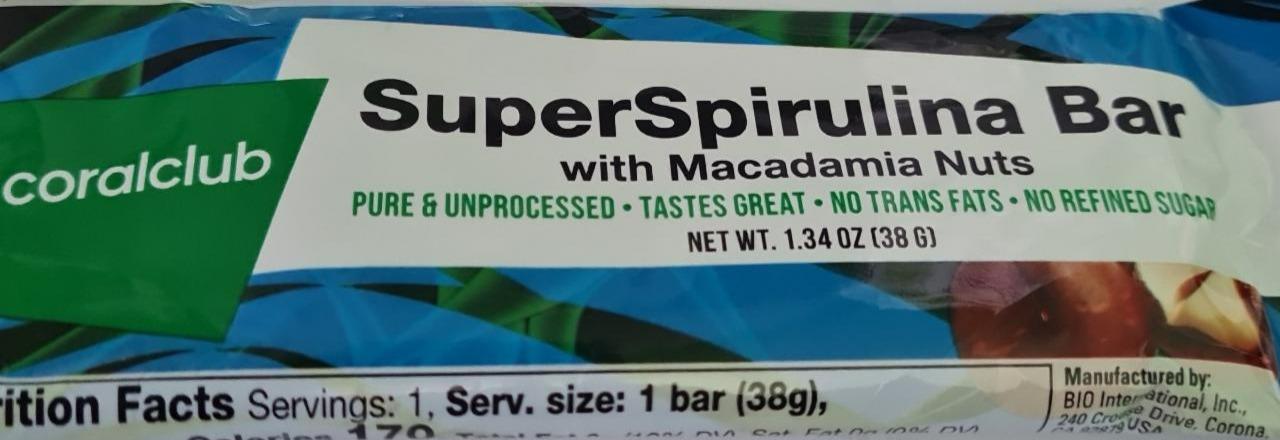 Fotografie - SuperSpirulina Bar with Macadamia Nuts Coralclub