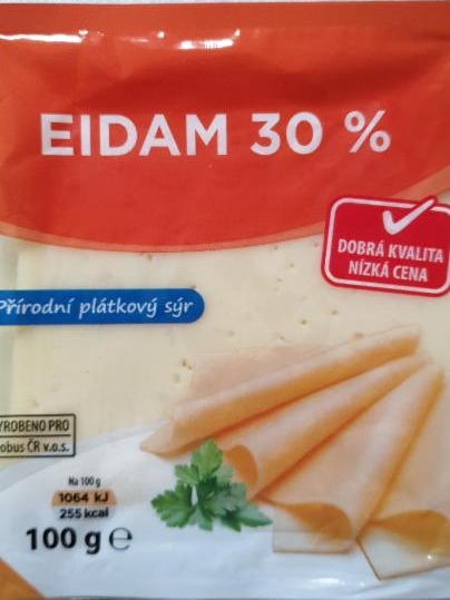 Fotografie - Eidam 30% tuku plátkový sýr Globus