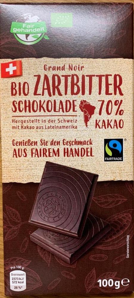 Fotografie - Bio Zartbitter Schokolade 70% Grand Noir