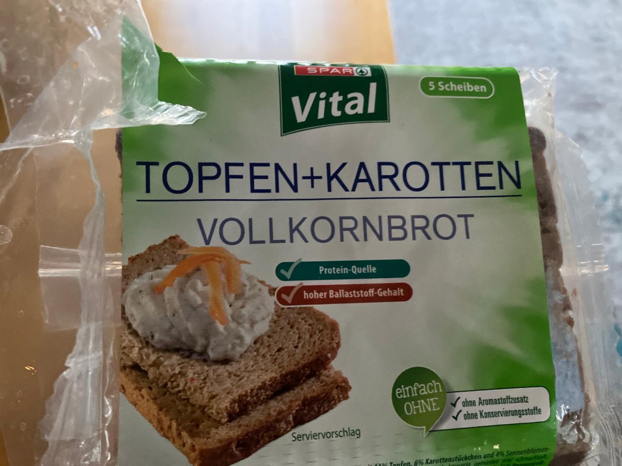 Fotografie - Topfen + Karotten Vollkornbrot Kalorien Spar Vital