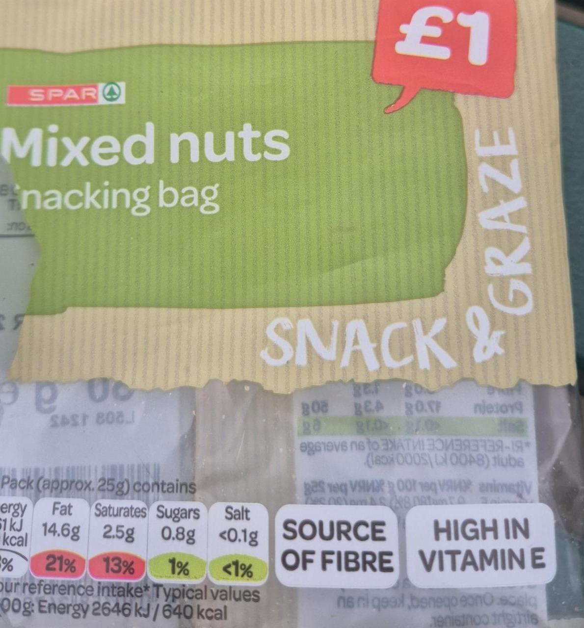 Fotografie - Mixed nuts snacking bag Spar