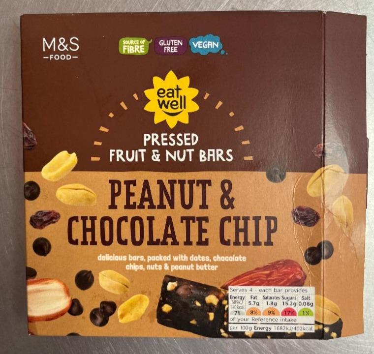 Fotografie - Pressed Fruit & Nut Bars Peanut & Chocolate Chip M&S Food
