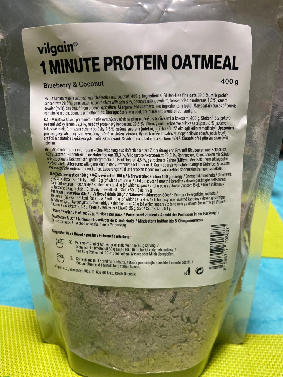 Fotografie - 1 Minute protein oatmeal Blueberry & Coconut Vilgain