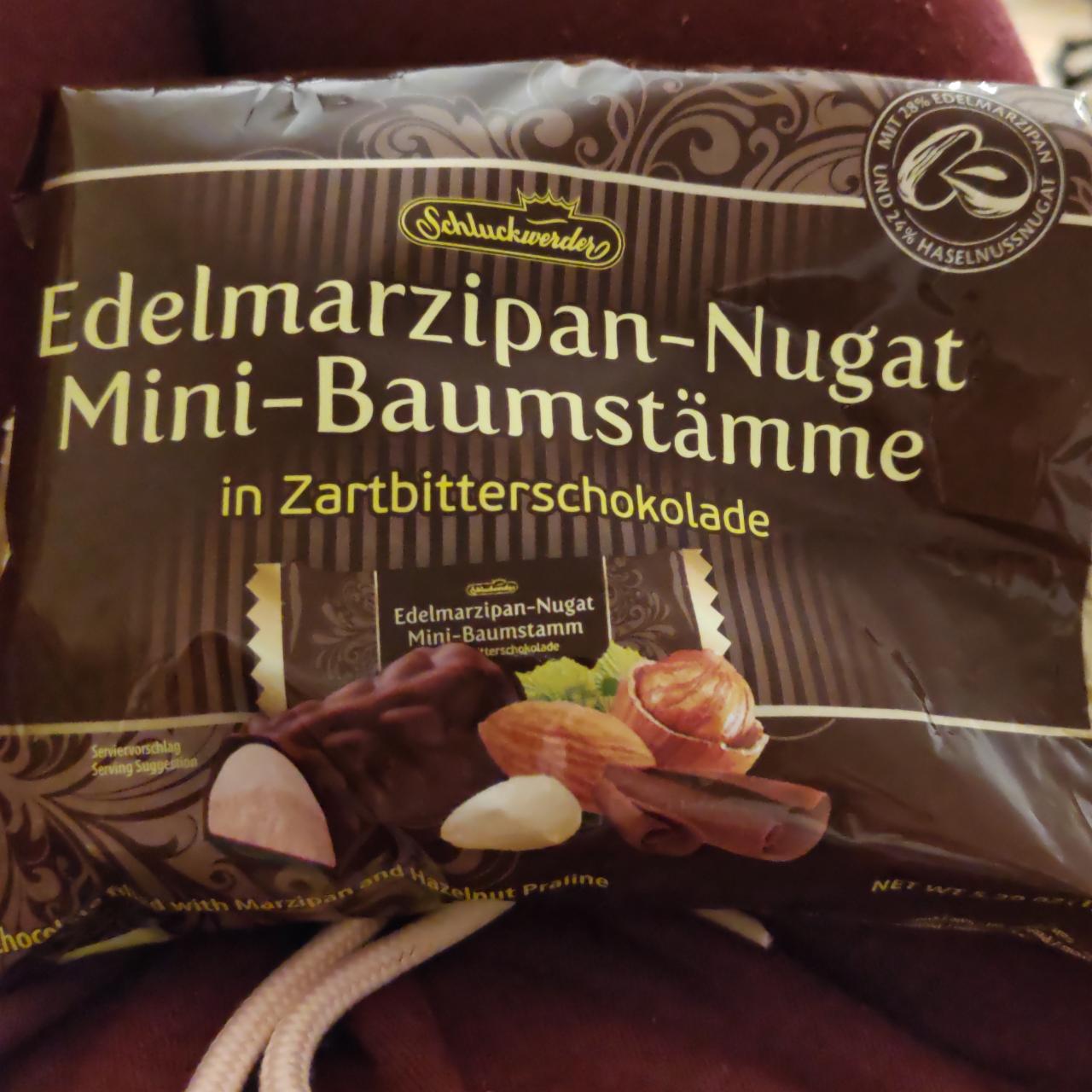 Fotografie - Edelmarzipan-Nougat Mini-Baumstämme in Zartbitterschokolade Schluckwerder