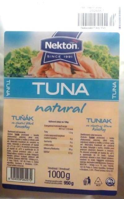Fotografie - Tuna natural (tuňák ve vlastní šťávě kousky) Nekton