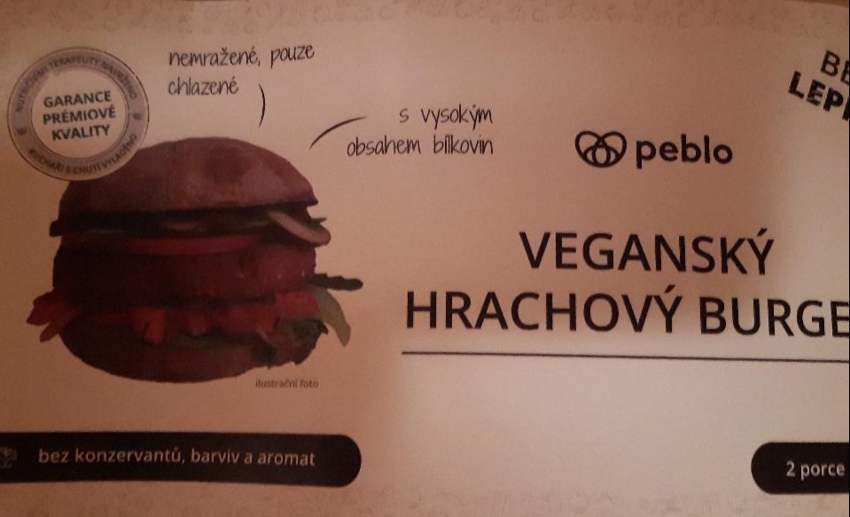Fotografie - Veganský hrachový burger Peblo