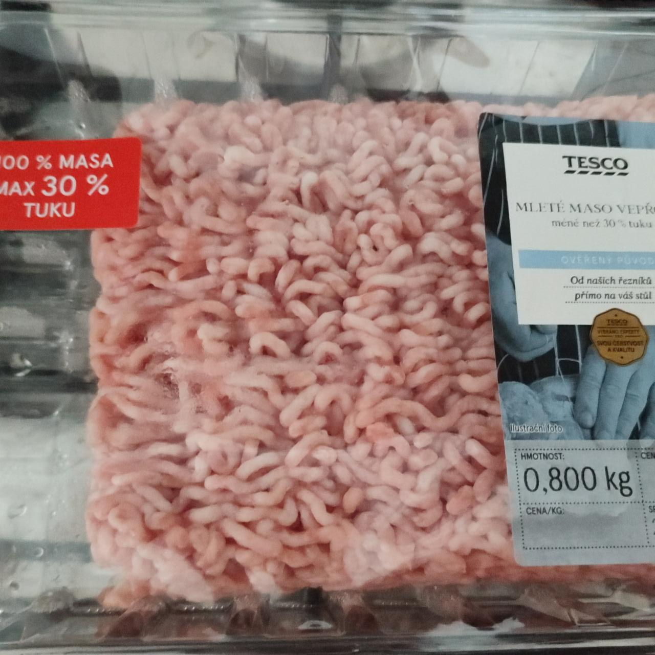 Fotografie - Mleté maso vepřové max 30% tuku Tesco