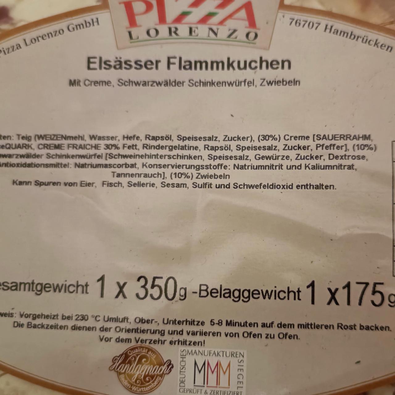 Fotografie - Elsässer Flammkuchen Pizza Lorenzo