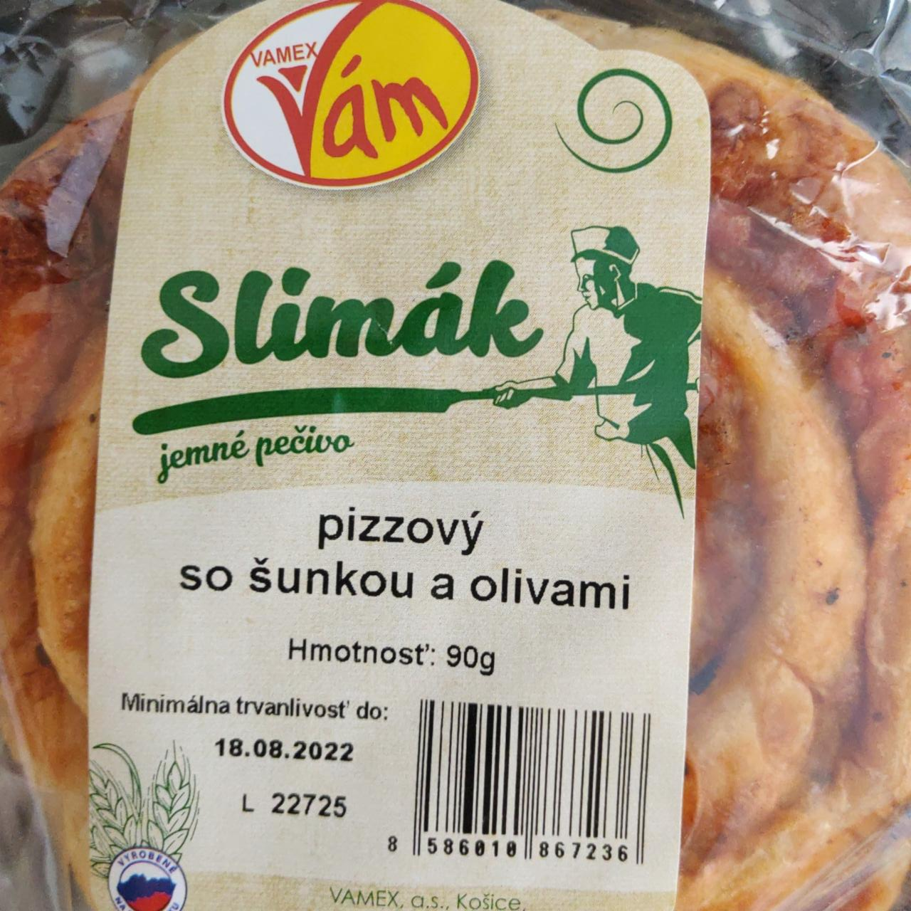 Fotografie - Slimák pizzový so šunkou a olivami Vamex