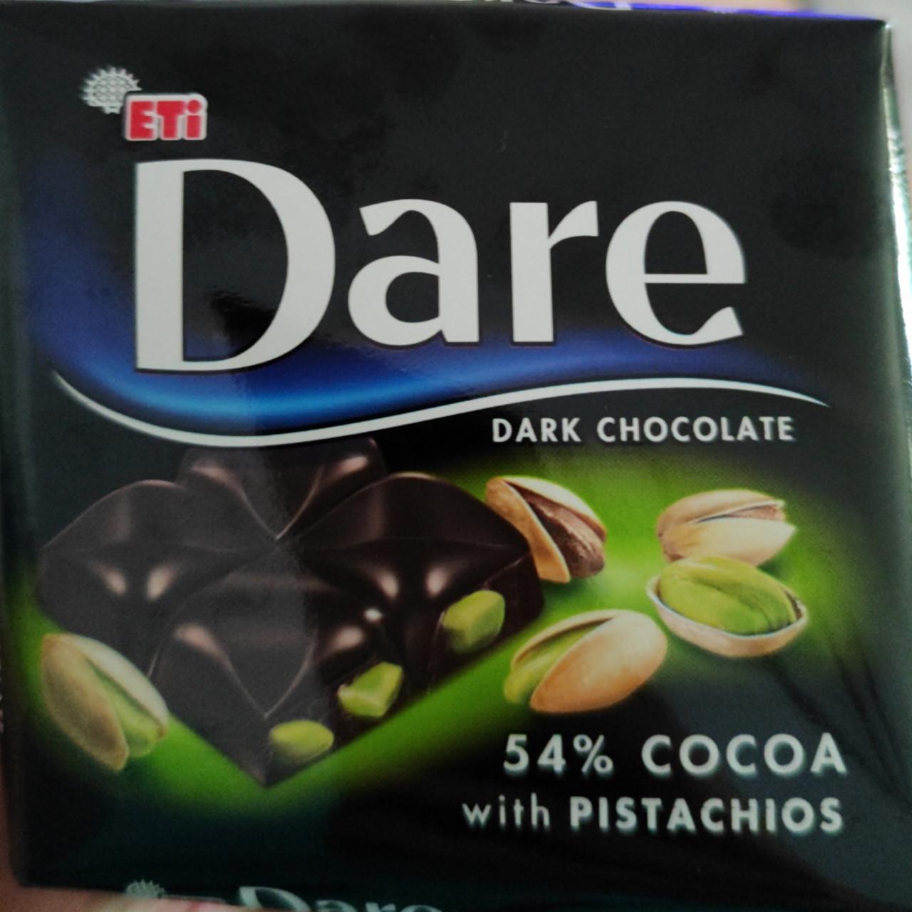 Fotografie - Dare Dark chocolate 54% cocoa with pistachios Eti