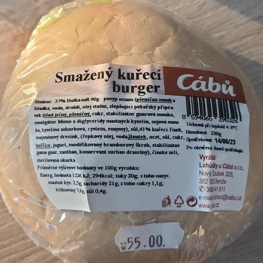 Fotografie - Smažený kuřecí burger Cábů