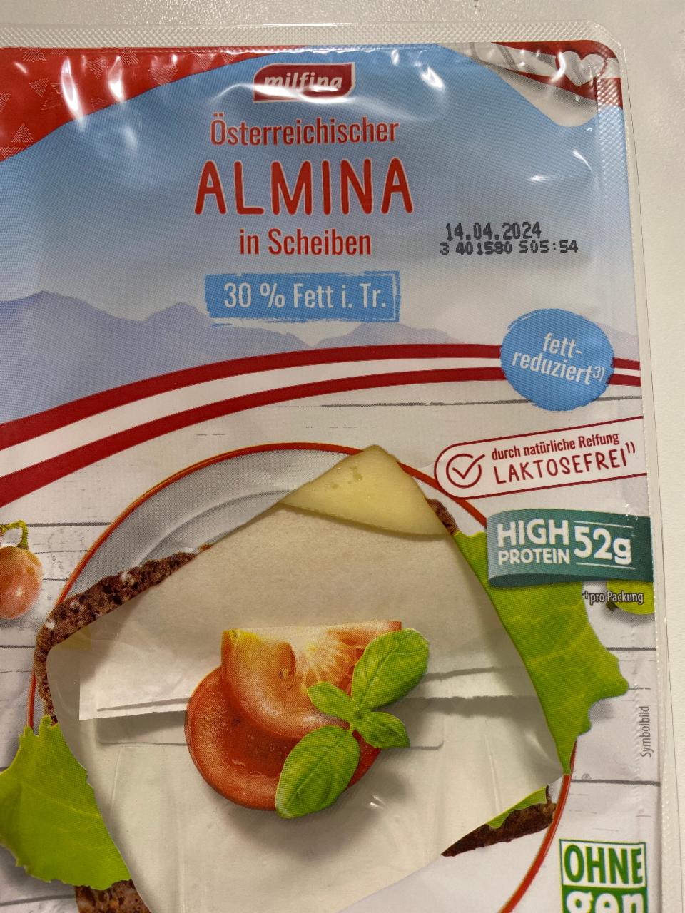 Fotografie - Almina in Scheiben 30% Fett Milfina
