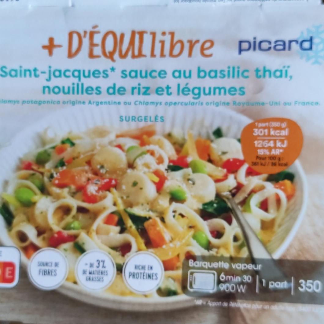 Fotografie - Picard D'équilibre Saint-Jacques sauce au basilic thaï, nouilles de riz et légumes