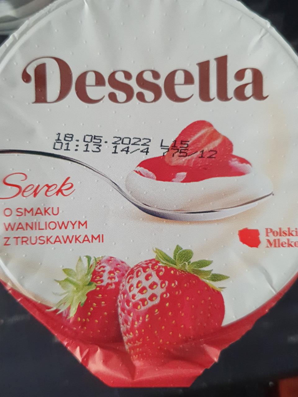 Fotografie - Serek o smaku waniliowym z truskawkami Dessella