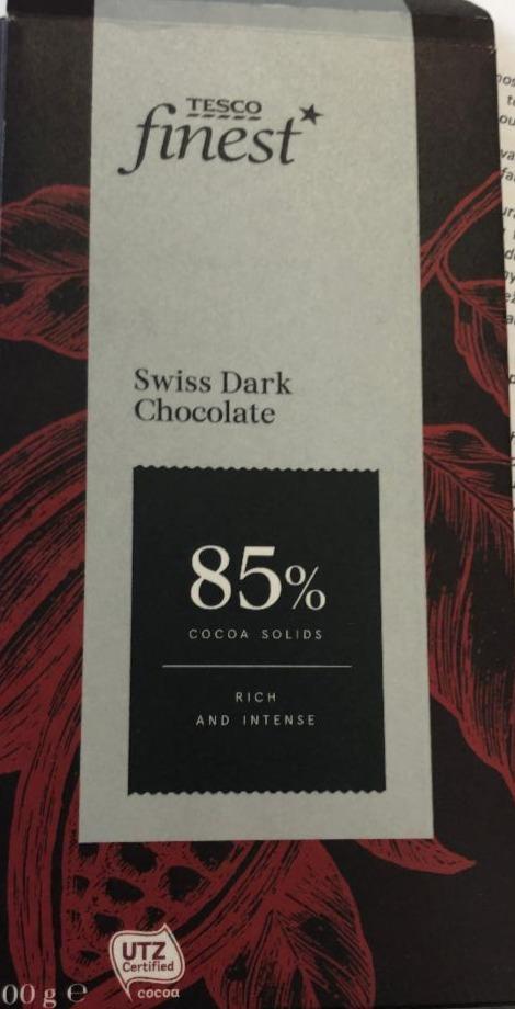 Fotografie - Tesco Finest Swiss 85% Dark Chocolate Červená