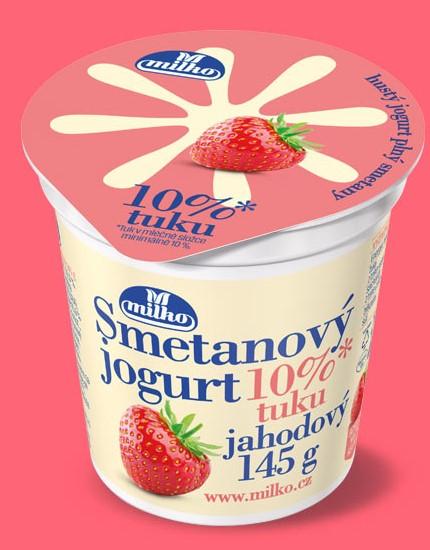 Fotografie - Smetanový jogurt farmářský jahodový Milko