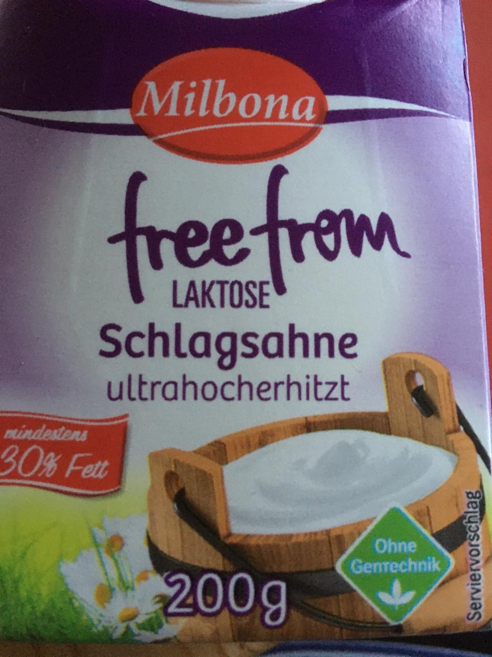 Fotografie - free from lactose schlagsahne 30% Milbona