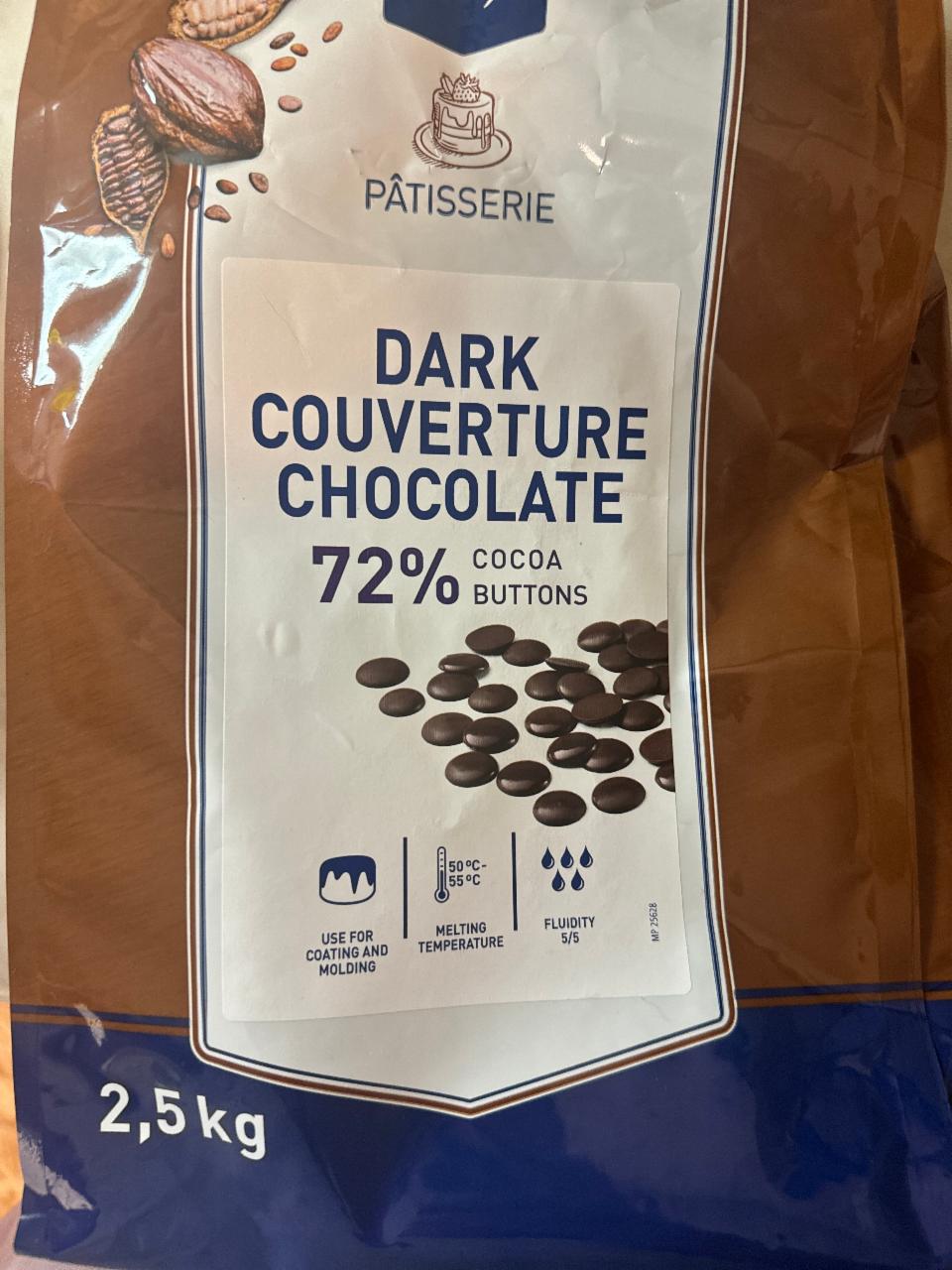 Fotografie - Drak couverture chocolate 72% cocoa buttons Pâtisserie