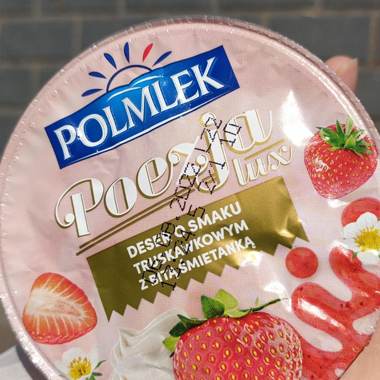 Fotografie - Poezja Lux Deser o smaku truskawkowym z bitą śmietanką Polmlek