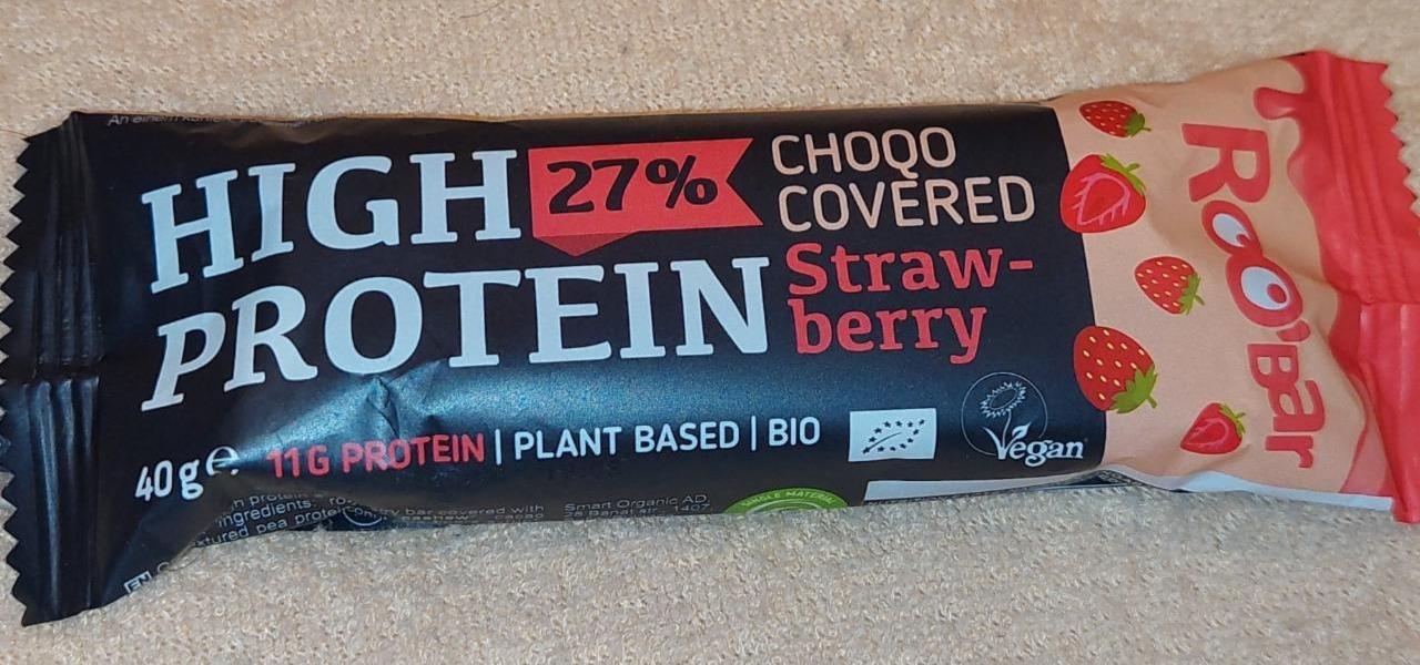 Fotografie - Bio High Protein Choqo covered Strawberry Roo'bar