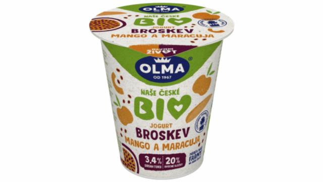 Fotografie - Bio jogurt broskev, mango a maracuja, 3,4% tuku Olma